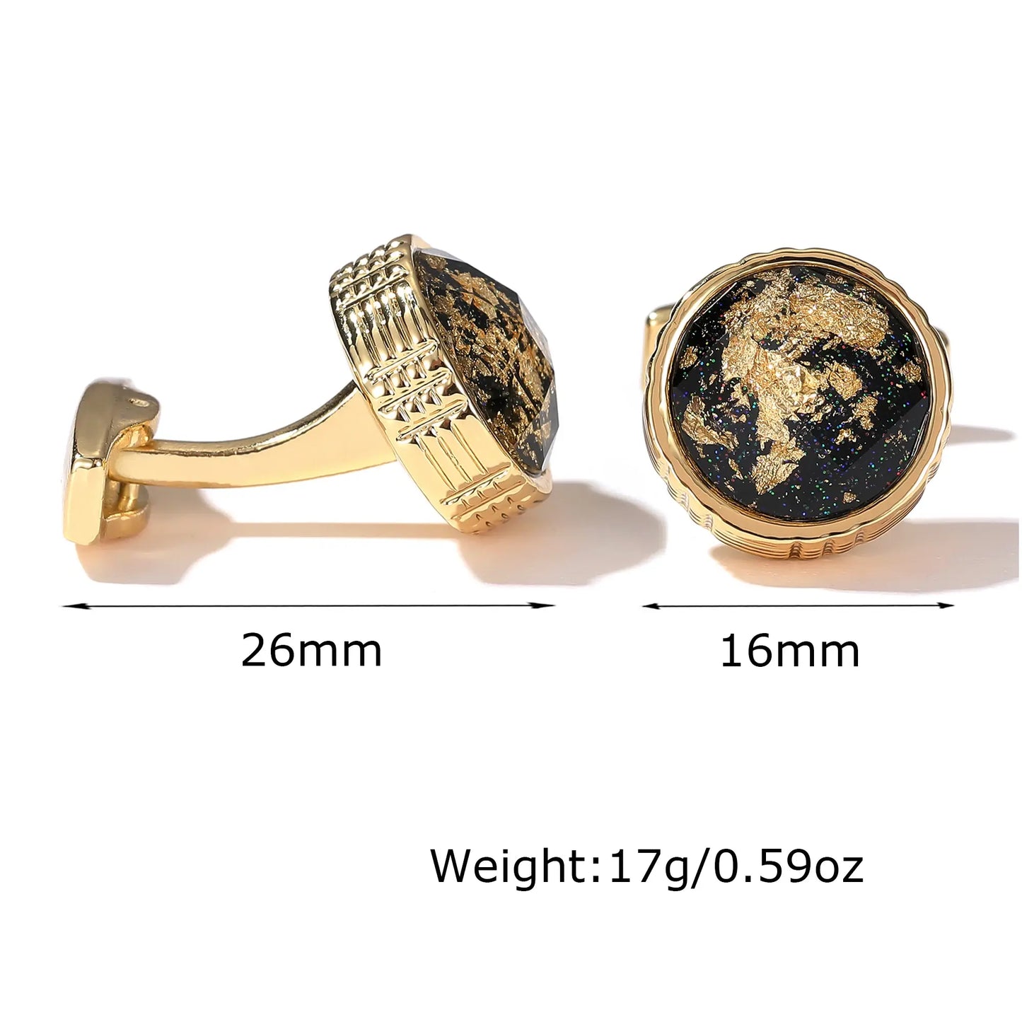 Gold Personalized Round Cufflinks For Men