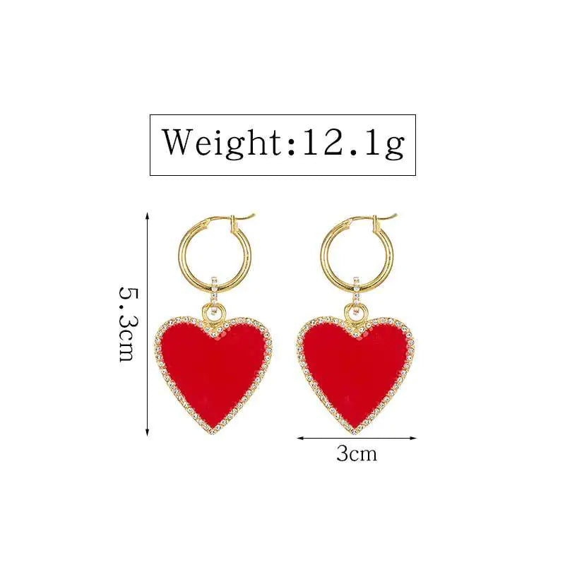 Red Heart Drop Earrings