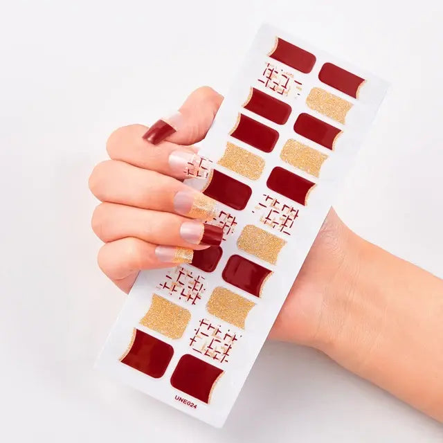 Semi Cured Gel Nail Wraps Full Cover Adhesive Manicure Decoration