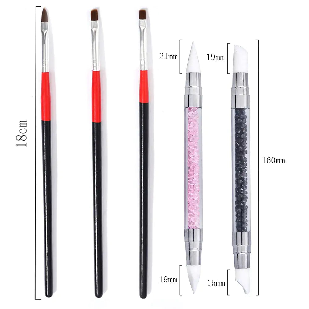 Gel Liner Polish Brush Set Nail Art Dotting Tools