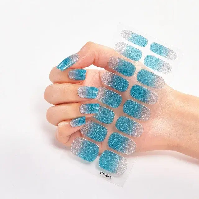 Semi Cured Gel Nail Wraps Full Cover Adhesive Manicure Decoration