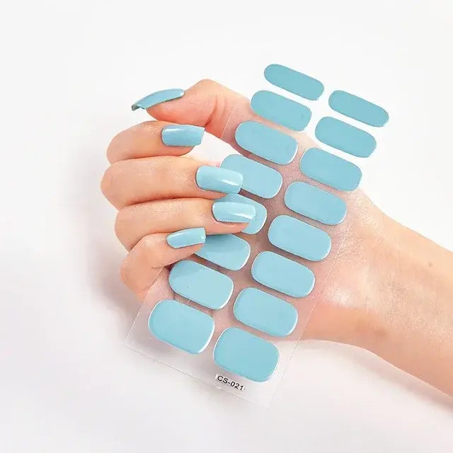 Semi Cured Gel Nail Wraps Full Cover Adhesive Manicure Decoration