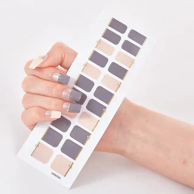 Semi Cured Gel Nail Wraps Full Cover Adhesive Manicure Decoration