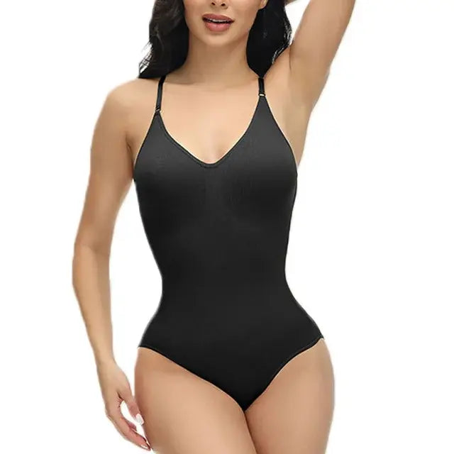 V Neck Spaghetti Strap Bodysuits Compression