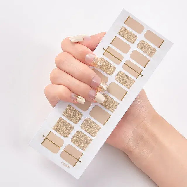 Semi Cured Gel Nail Wraps Full Cover Adhesive Manicure Decoration