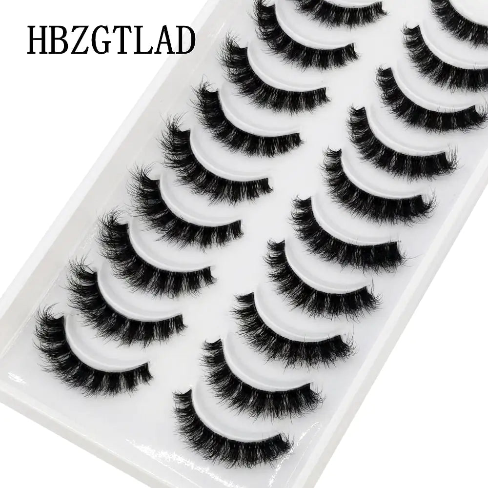 10 Pairs Mink Eyelashes Clear Band