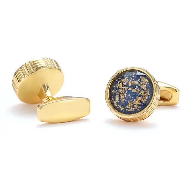 Gold Personalized Round Cufflinks For Men