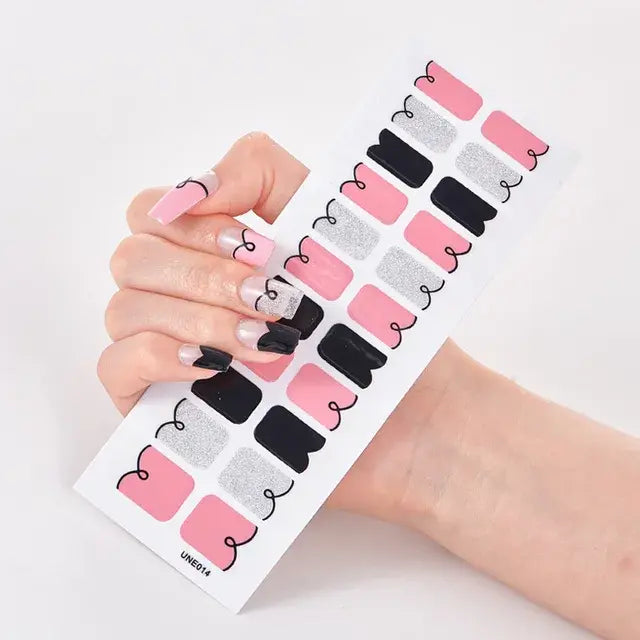 Semi Cured Gel Nail Wraps Full Cover Adhesive Manicure Decoration