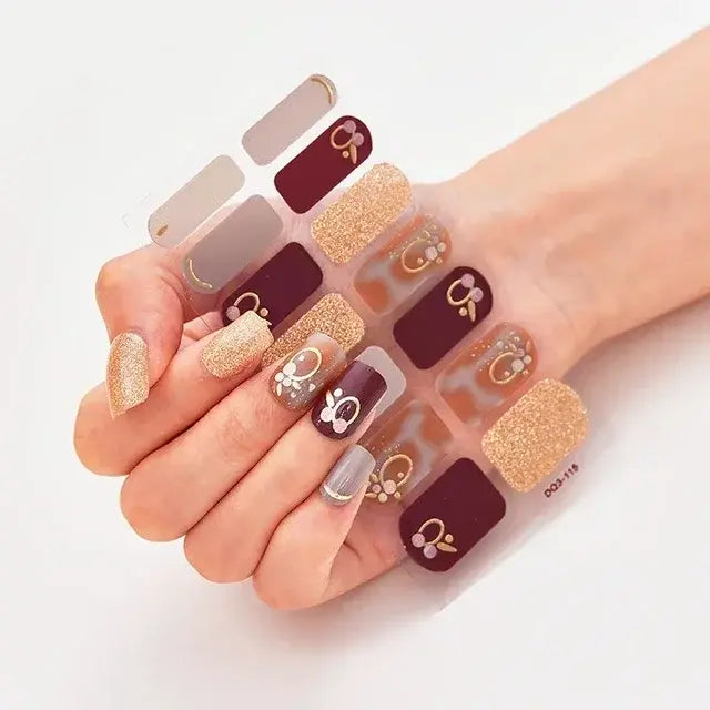 Semi Cured Gel Nail Wraps Full Cover Adhesive Manicure Decoration