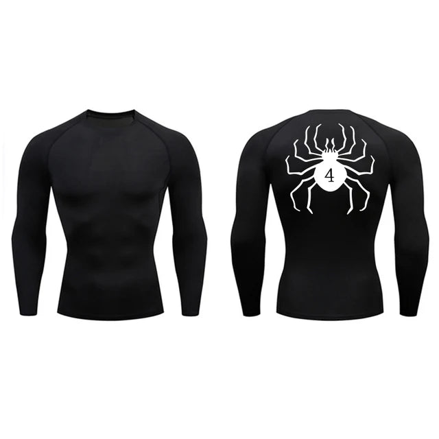 Compression Sport Shirt with Spider Print