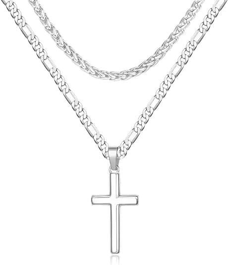 Sterling Silver Layered Cross Necklace