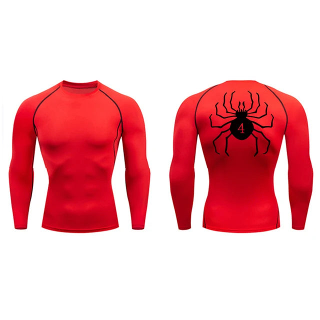 Compression Sport Shirt with Spider Print