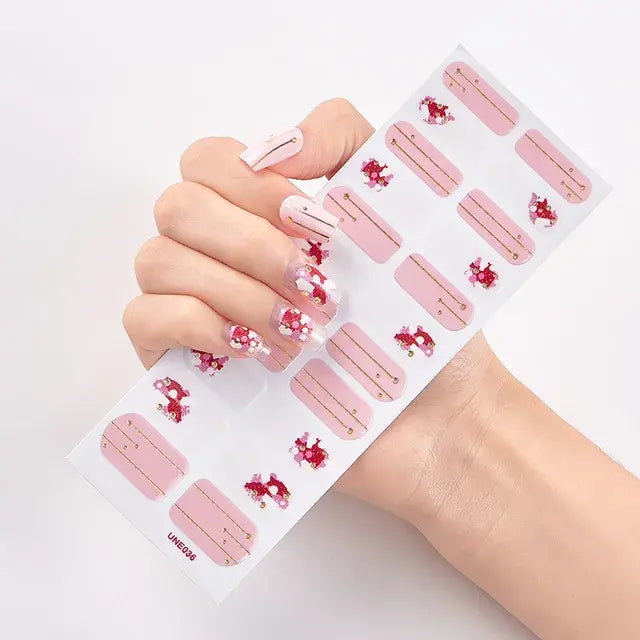 Semi Cured Gel Nail Wraps Full Cover Adhesive Manicure Decoration