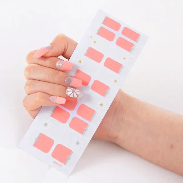 Semi Cured Gel Nail Wraps Full Cover Adhesive Manicure Decoration