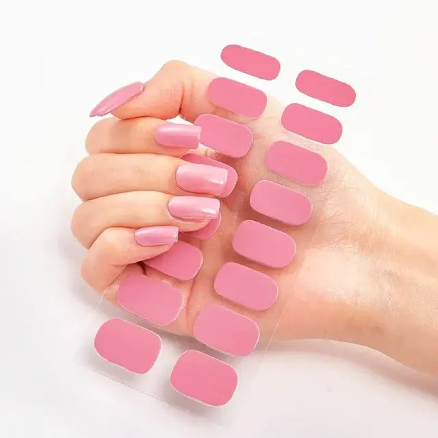 Semi Cured Gel Nail Wraps Full Cover Adhesive Manicure Decoration