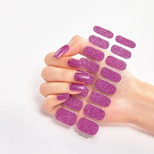 Semi Cured Gel Nail Wraps Full Cover Adhesive Manicure Decoration