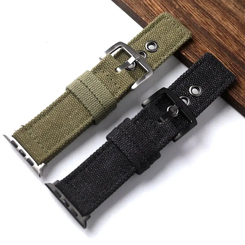 Double-Layer Canvas Water Resistant For Apple Watch 8/7/Ultra Watch Strap 49MM 45 44 Thicker Men Bracelet