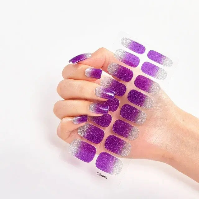 Semi Cured Gel Nail Wraps Full Cover Adhesive Manicure Decoration