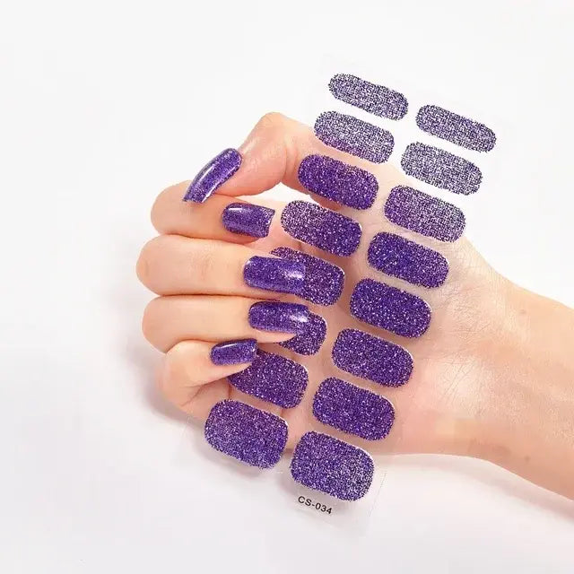 Semi Cured Gel Nail Wraps Full Cover Adhesive Manicure Decoration