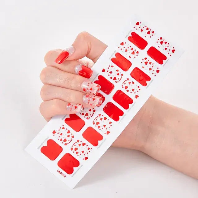 Semi Cured Gel Nail Wraps Full Cover Adhesive Manicure Decoration